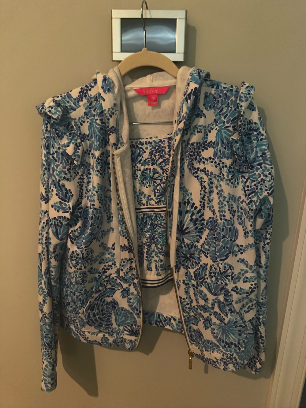 Lilly Pulitzer Cream Jacket with Blue Floral Print and Skort